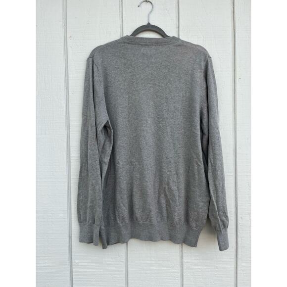 Vintage Men's L.L. Bean Gray V Neck Sweater, Soft, Cotton Cashmere Blend, Size L - Picture 2 of 3